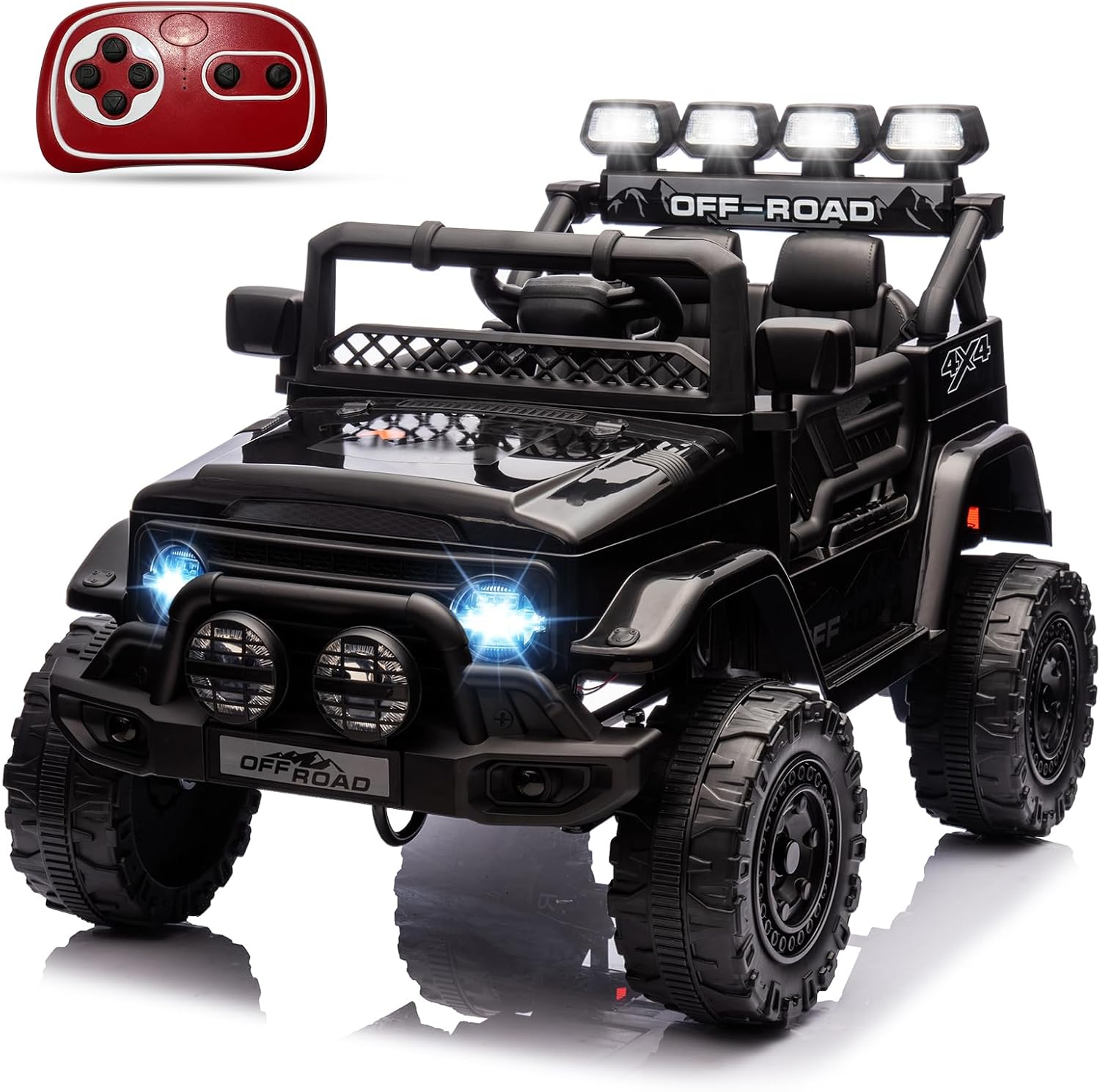 NEW ASSEMBLED 12V Kids Ride On 5MPH Max Speed, Remote Control, Accelerator Pedal, Treaded Tires, Steering Wheel, Music and Story, Black